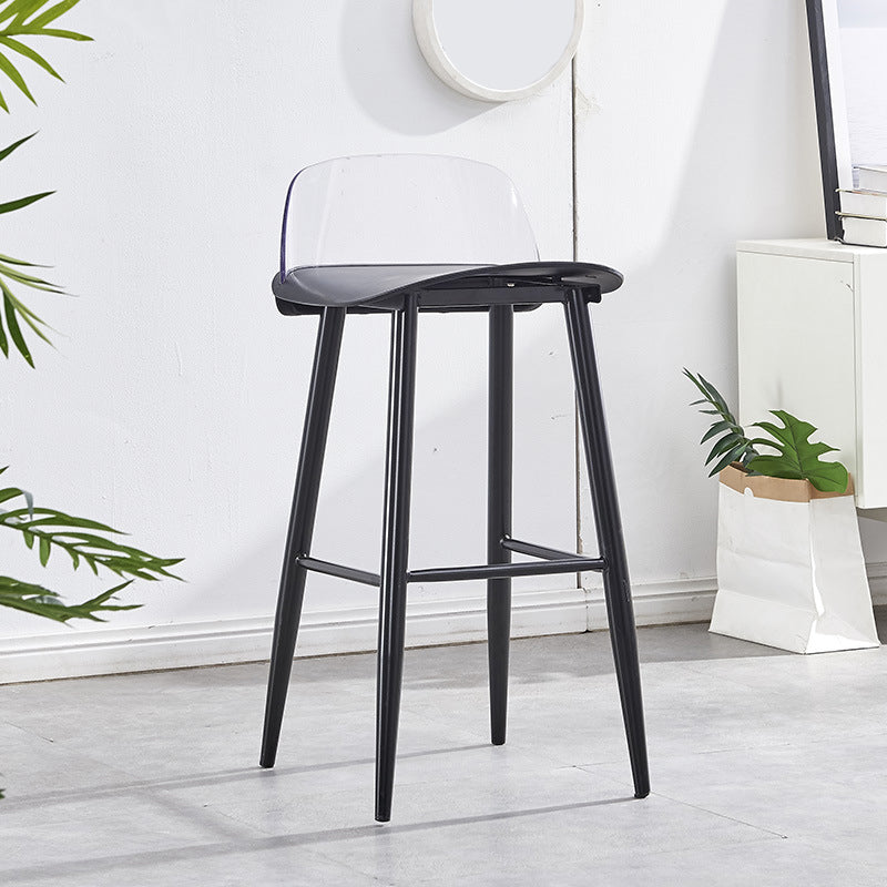 Indoor Glam Low Back Bar Stool Armless Metal and Plastic Bar Stool