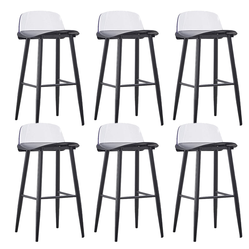 Indoor Glam Low Back Bar Stool Armless Metal and Plastic Bar Stool