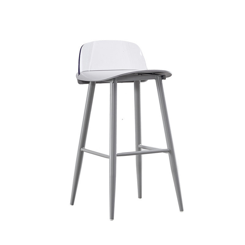 Indoor Glam Low Back Bar Stool Armless Metal and Plastic Bar Stool