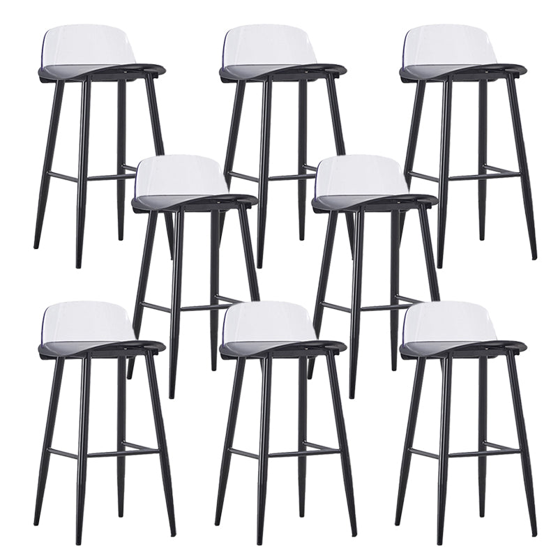 Indoor Glam Low Back Bar Stool Armless Metal and Plastic Bar Stool