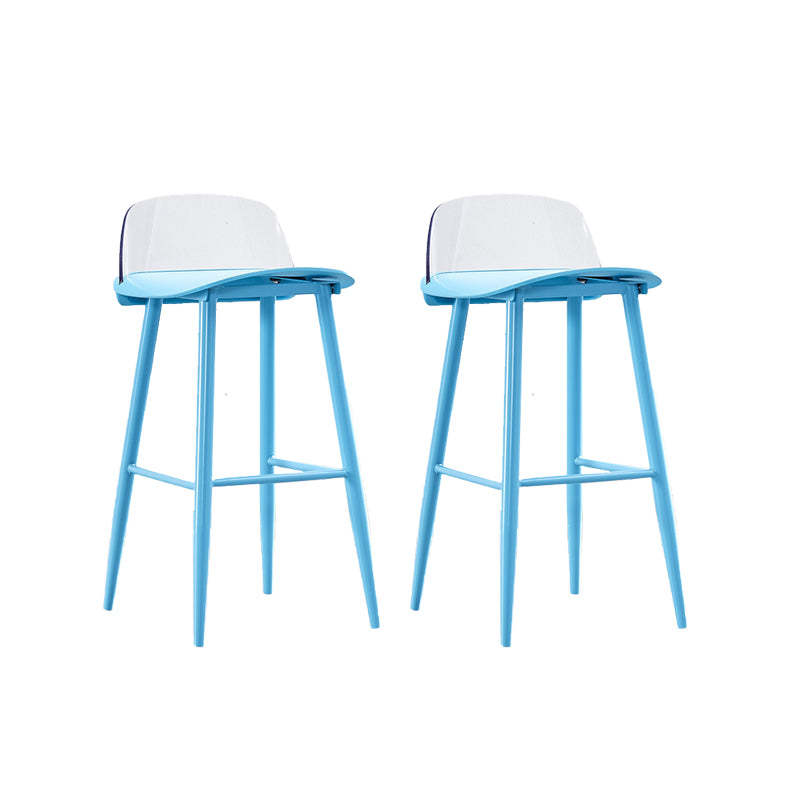 Indoor Glam Low Back Bar Stool Armless Metal and Plastic Bar Stool