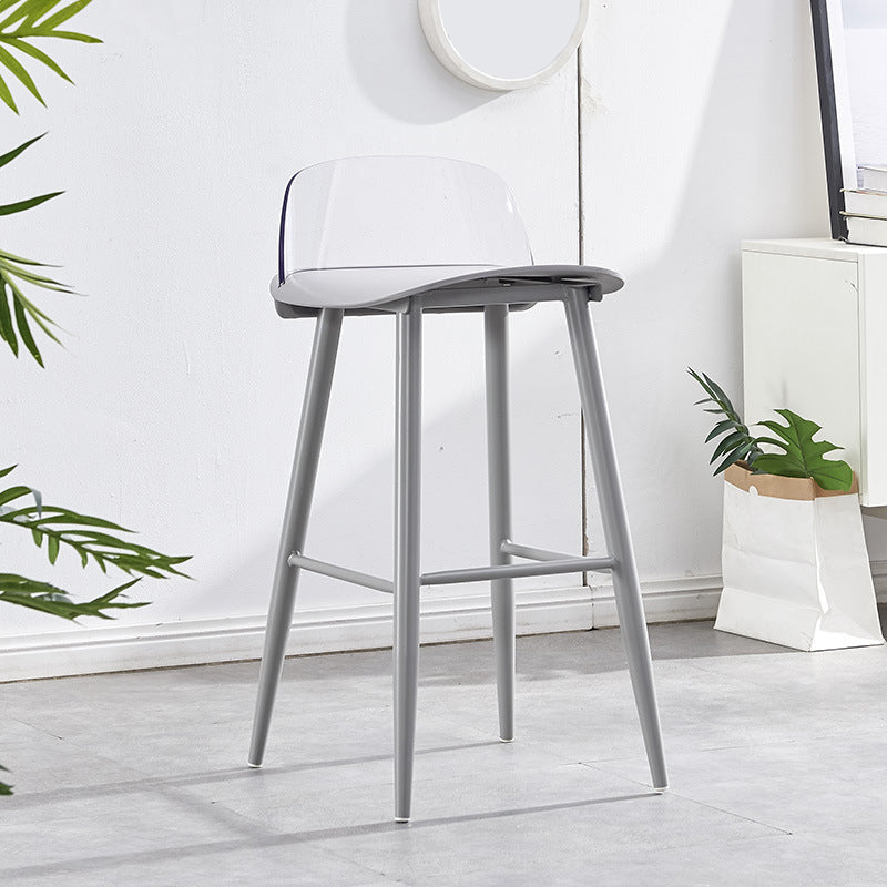 Indoor Glam Low Back Bar Stool Armless Metal and Plastic Bar Stool
