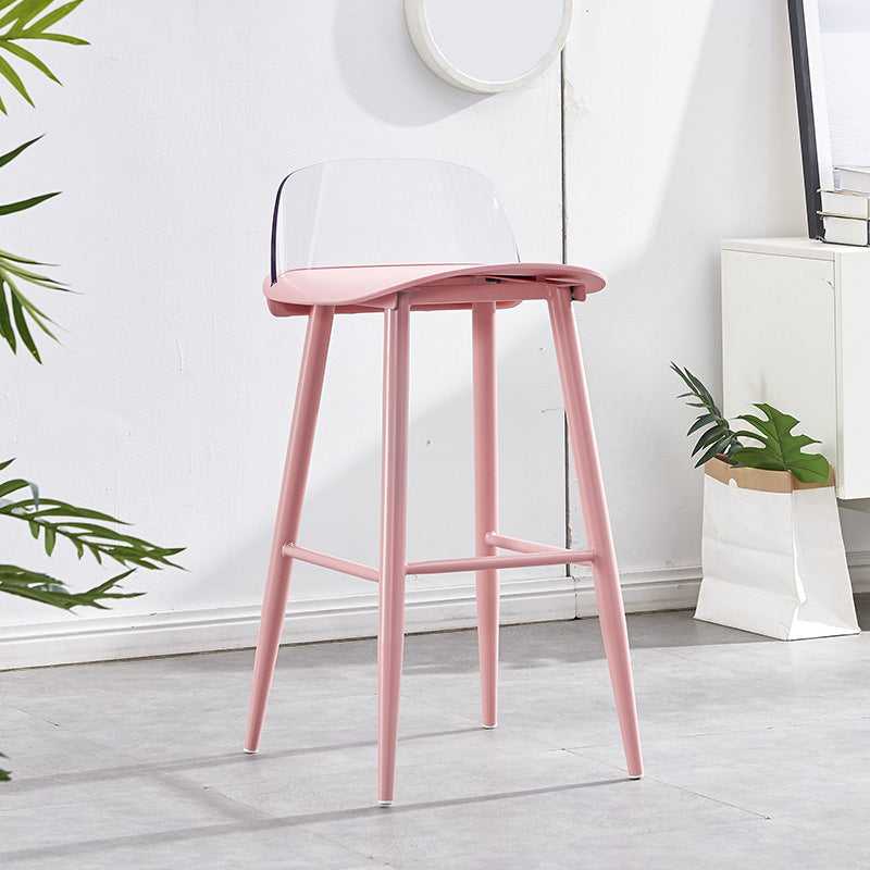 Indoor Glam Low Back Bar Stool Armless Metal and Plastic Bar Stool