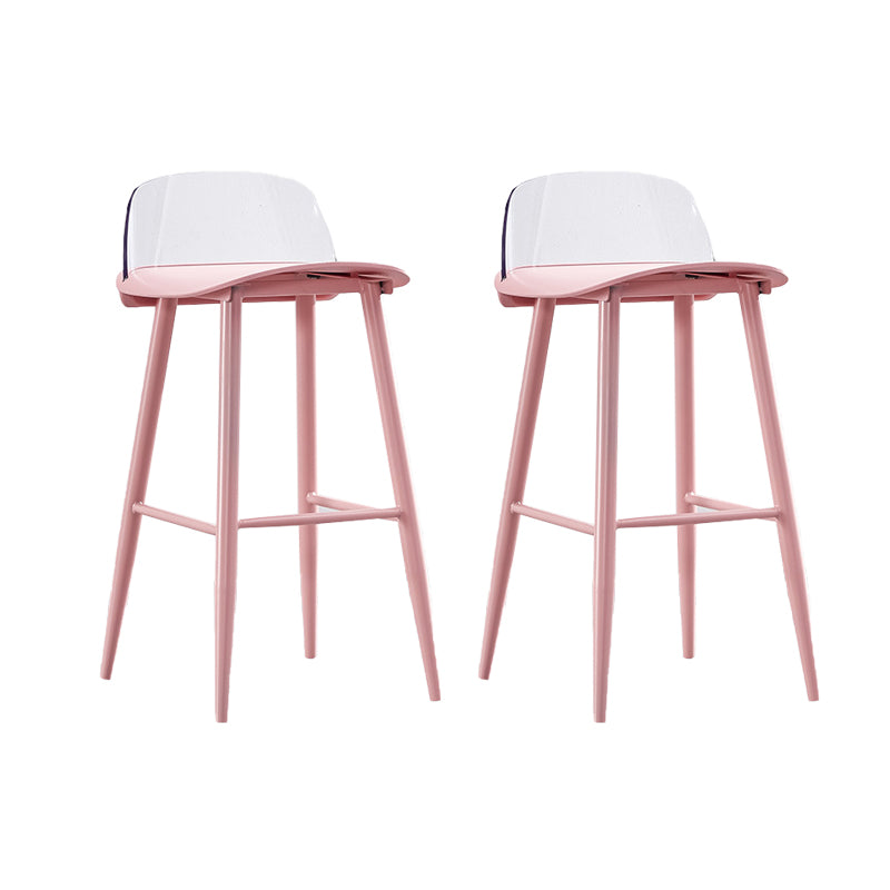 Indoor Glam Low Back Bar Stool Armless Metal and Plastic Bar Stool