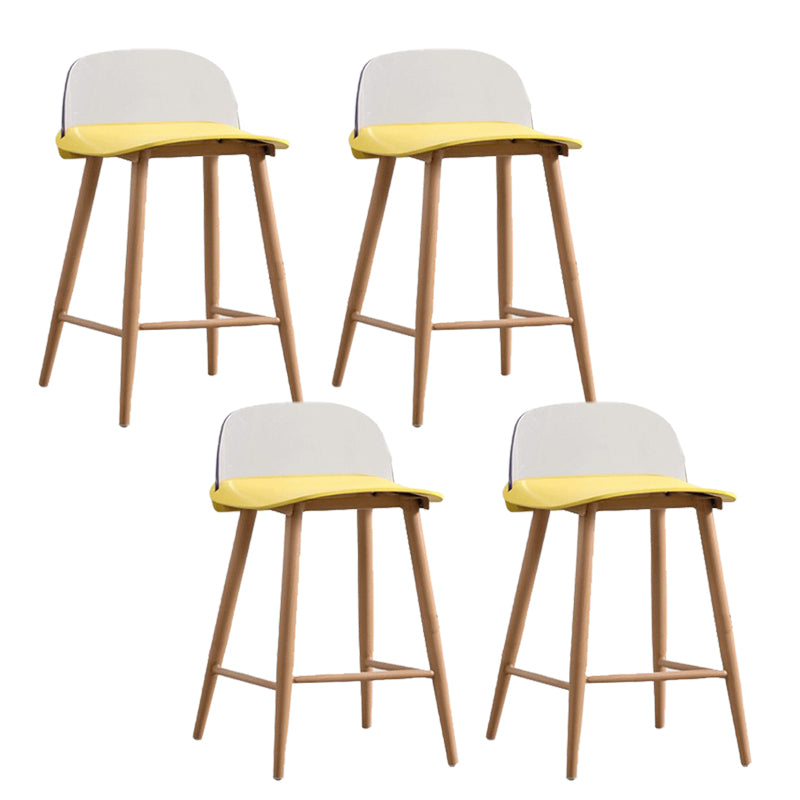 Indoor Glam Low Back Bar Stool Armless Metal and Plastic Bar Stool