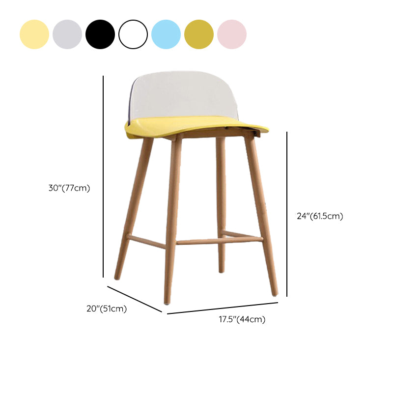 Indoor Glam Low Back Bar Stool Armless Metal and Plastic Bar Stool