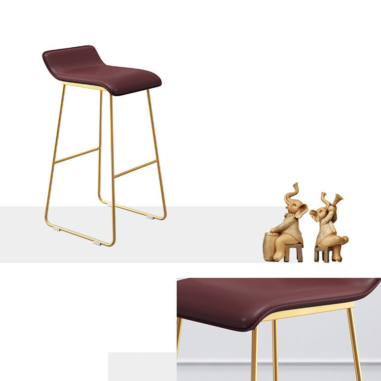 Leather Bar Stool Backless Counter Stool for Bristol with Gold Frame
