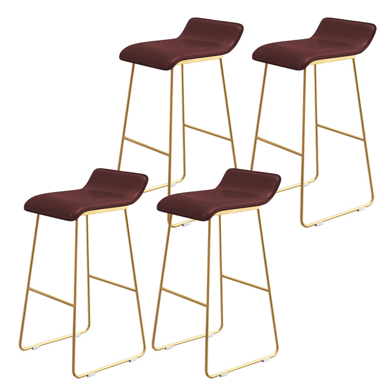 Leather Bar Stool Backless Counter Stool for Bristol with Gold Frame