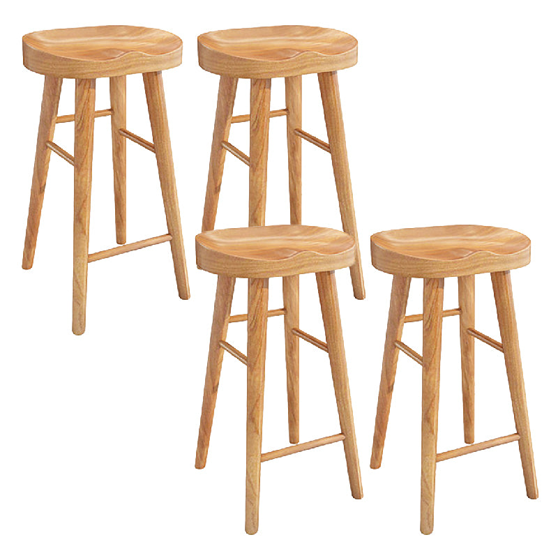 Solid Wood Backless Dining Stool Contemporary Bar Stool with Footrest