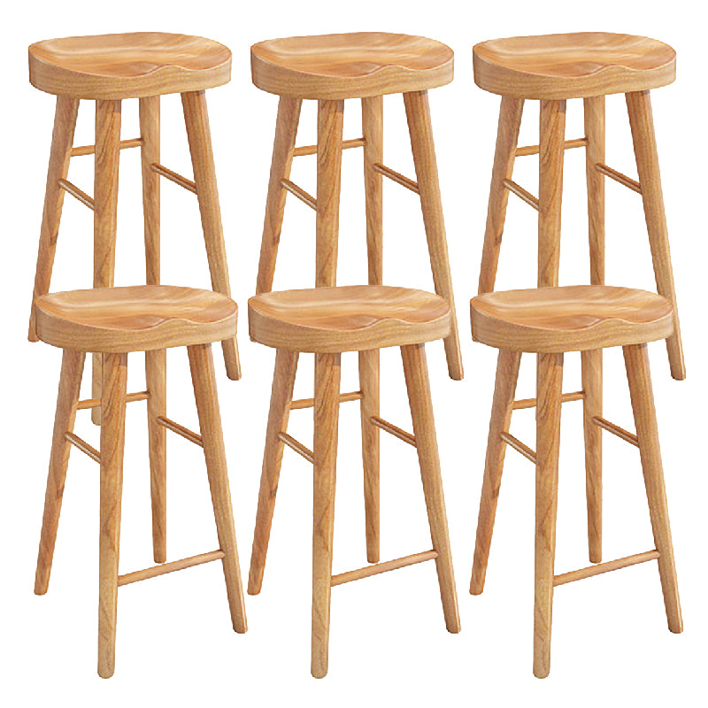 Solid Wood Backless Dining Stool Contemporary Bar Stool with Footrest