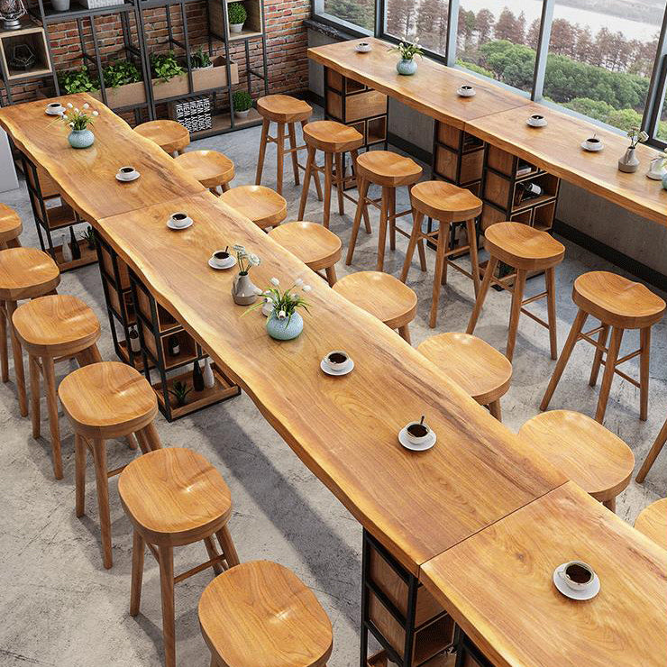 Solid Wood Backless Dining Stool Contemporary Bar Stool with Footrest