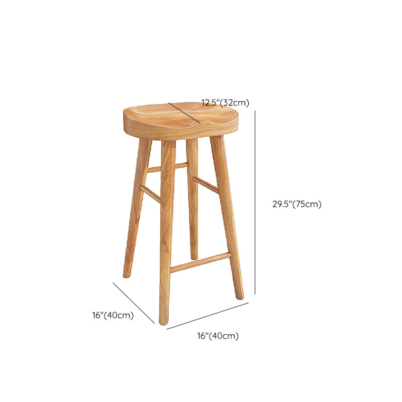 Solid Wood Backless Dining Stool Contemporary Bar Stool with Footrest