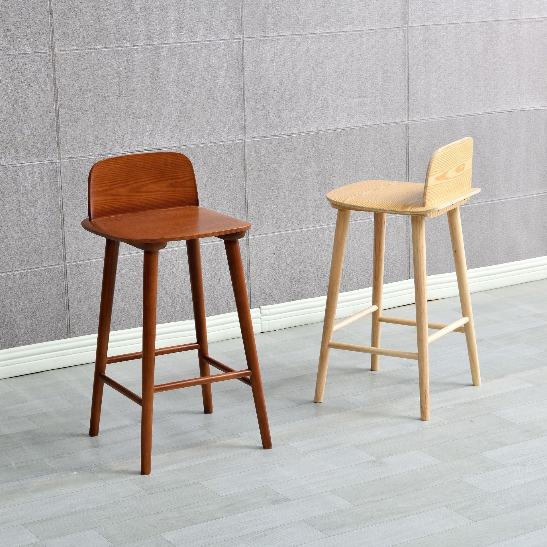 Ash Solid Wood Bar Stool Counter Height Indoor Industrial Armless Stool