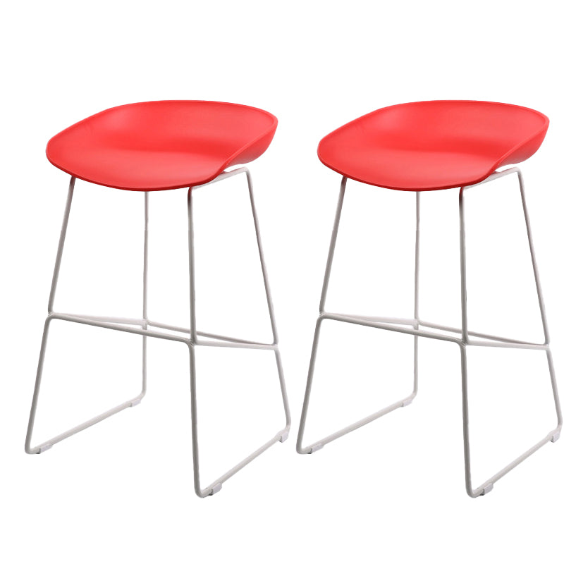 Glam Low Back Armless Bar Stool Indoor Plastic Stool with Metal Base