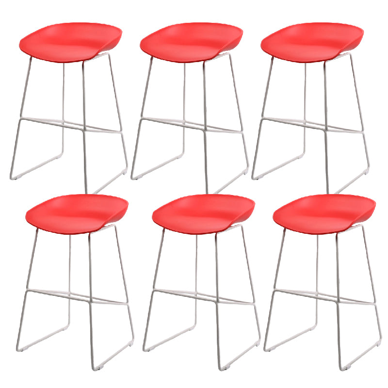 Glam Low Back Armless Bar Stool Indoor Plastic Stool with Metal Base