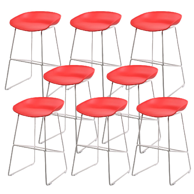 Glam Low Back Armless Bar Stool Indoor Plastic Stool with Metal Base