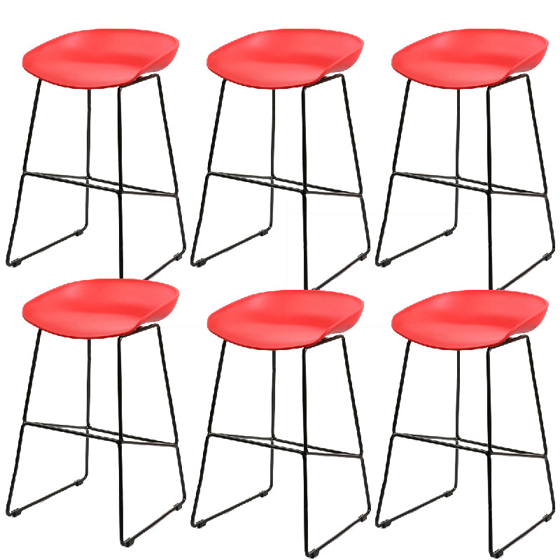 Glam Low Back Armless Bar Stool Indoor Plastic Stool with Metal Base