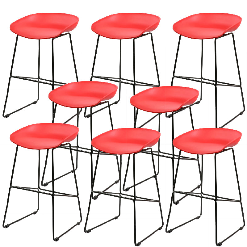 Glam Low Back Armless Bar Stool Indoor Plastic Stool with Metal Base
