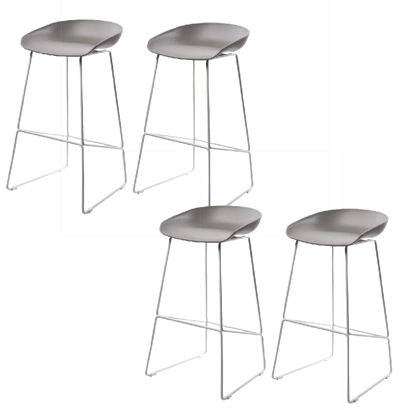 Glam Low Back Armless Bar Stool Indoor Plastic Stool with Metal Base