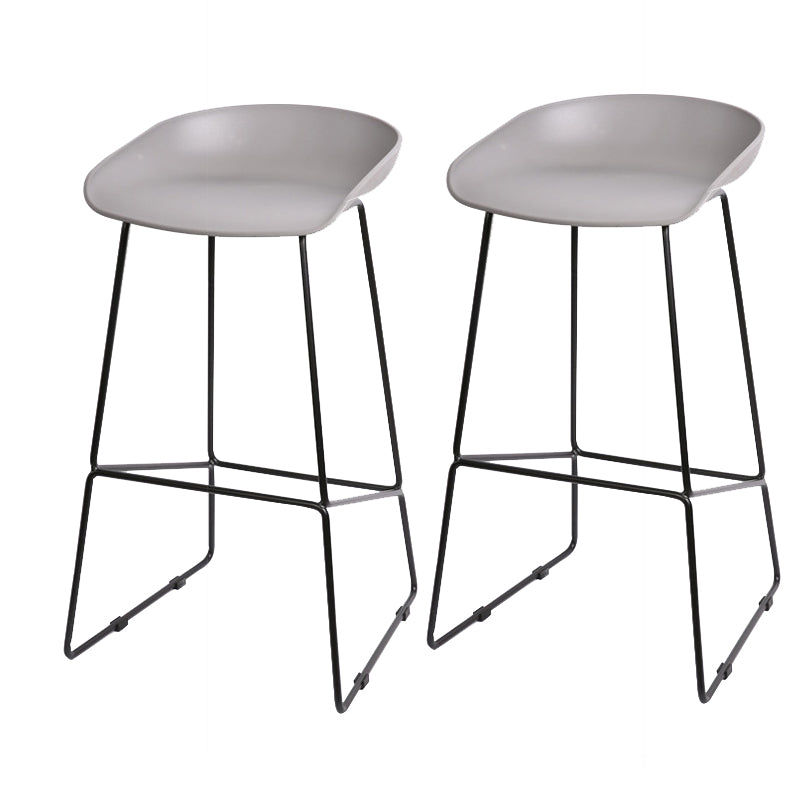 Glam Low Back Armless Bar Stool Indoor Plastic Stool with Metal Base