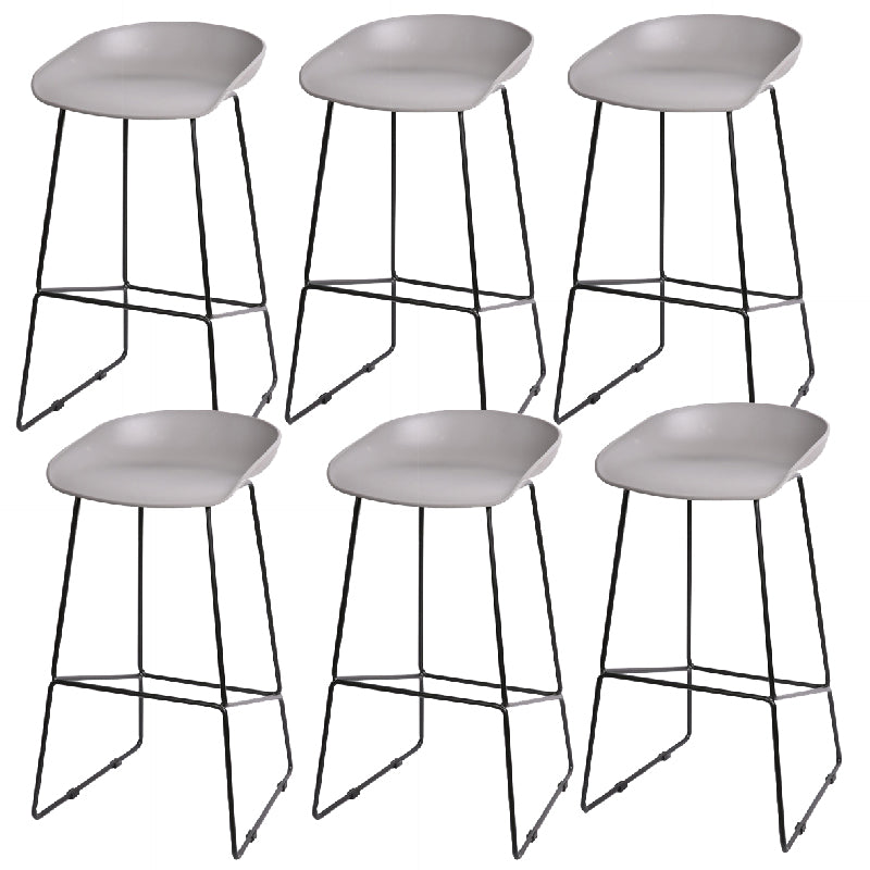 Glam Low Back Armless Bar Stool Indoor Plastic Stool with Metal Base