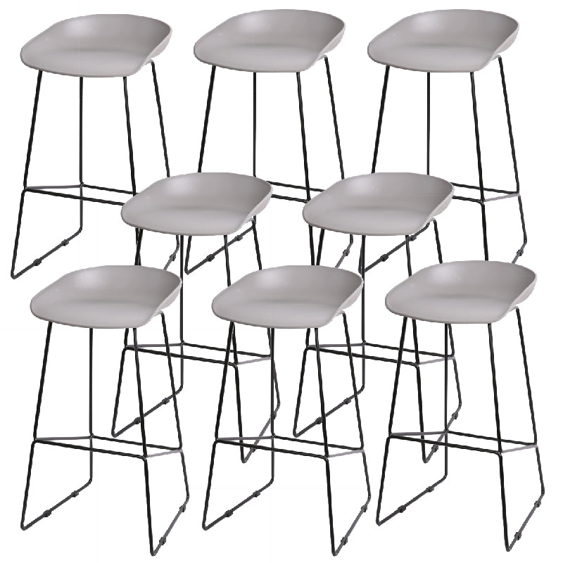 Glam Low Back Armless Bar Stool Indoor Plastic Stool with Metal Base
