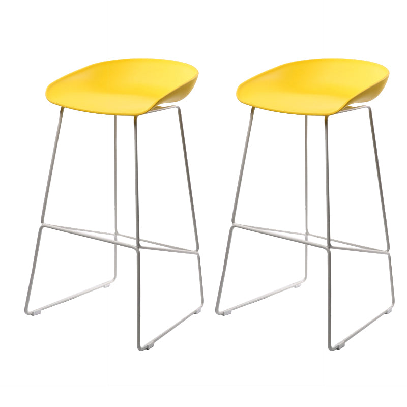 Glam Low Back Armless Bar Stool Indoor Plastic Stool with Metal Base