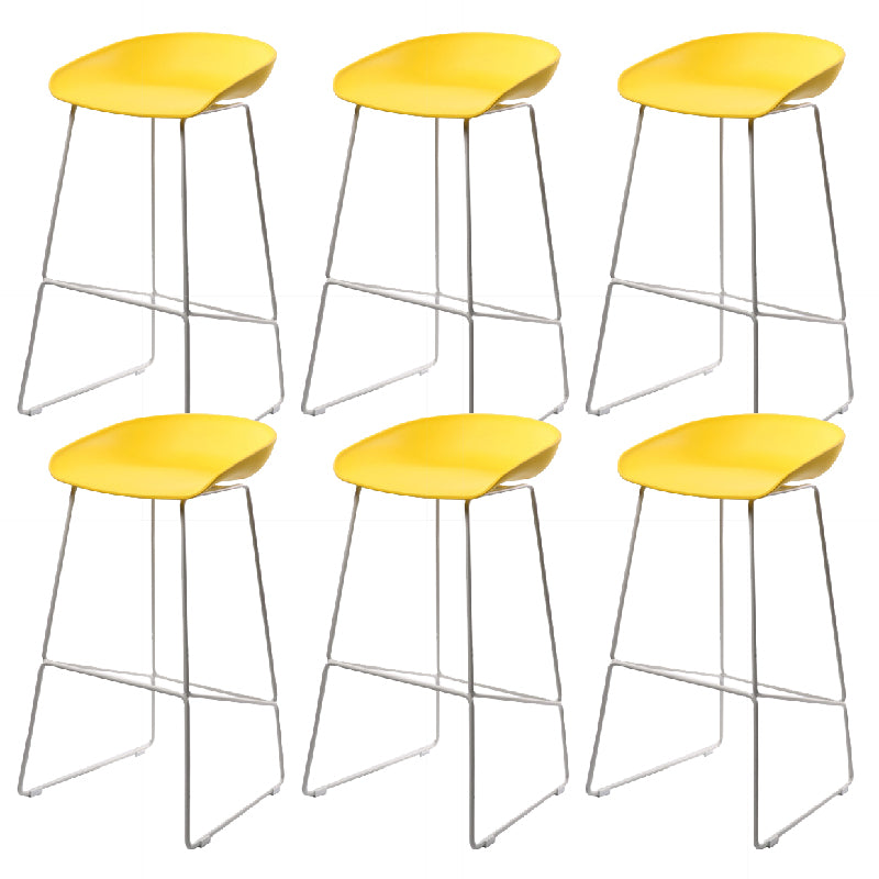 Glam Low Back Armless Bar Stool Indoor Plastic Stool with Metal Base