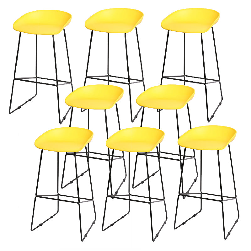 Glam Low Back Armless Bar Stool Indoor Plastic Stool with Metal Base