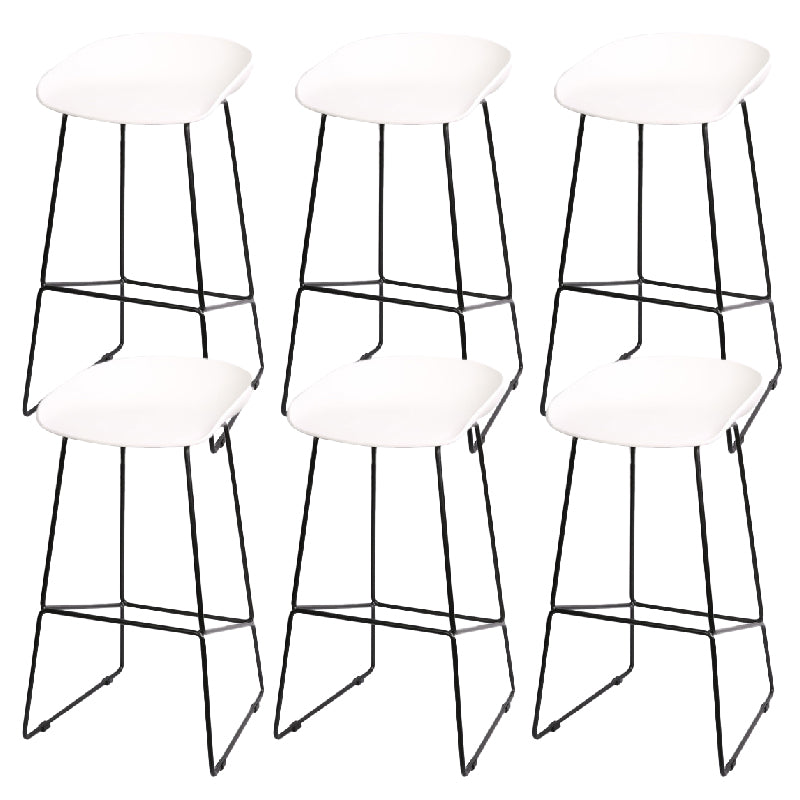 Glam Low Back Armless Bar Stool Indoor Plastic Stool with Metal Base