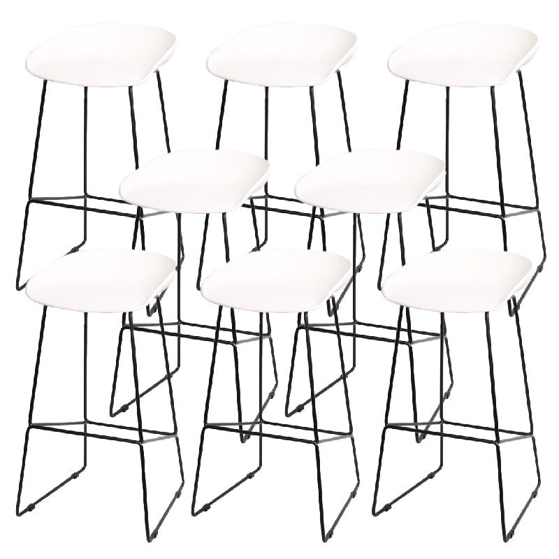 Glam Low Back Armless Bar Stool Indoor Plastic Stool with Metal Base