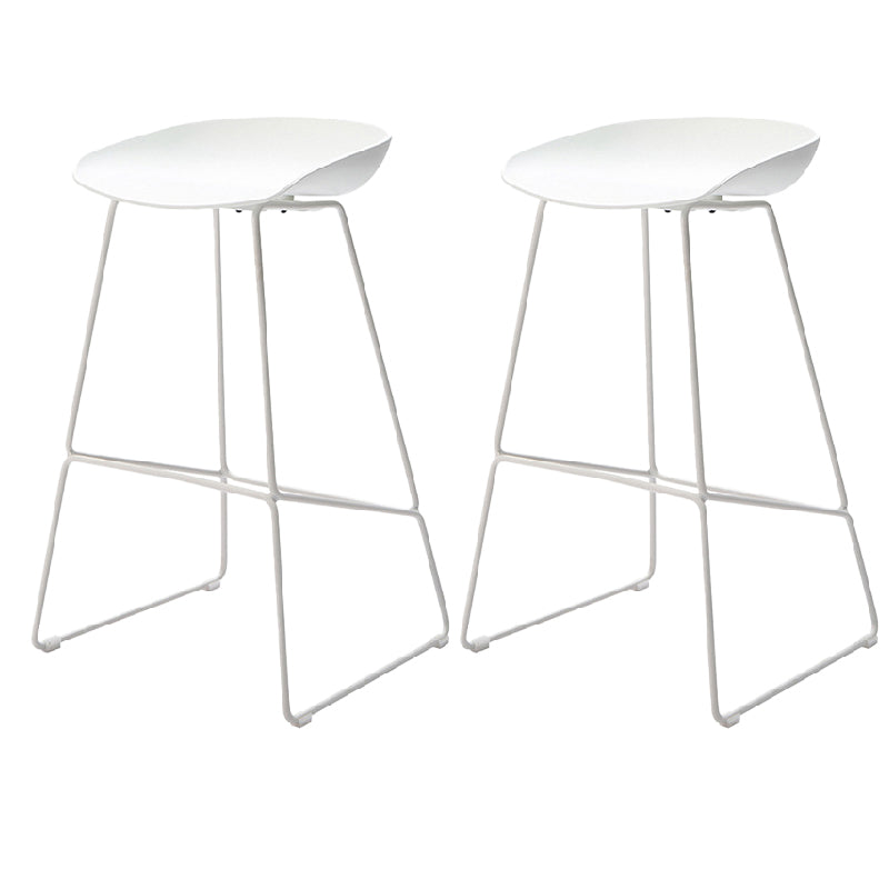 Glam Low Back Armless Bar Stool Indoor Plastic Stool with Metal Base