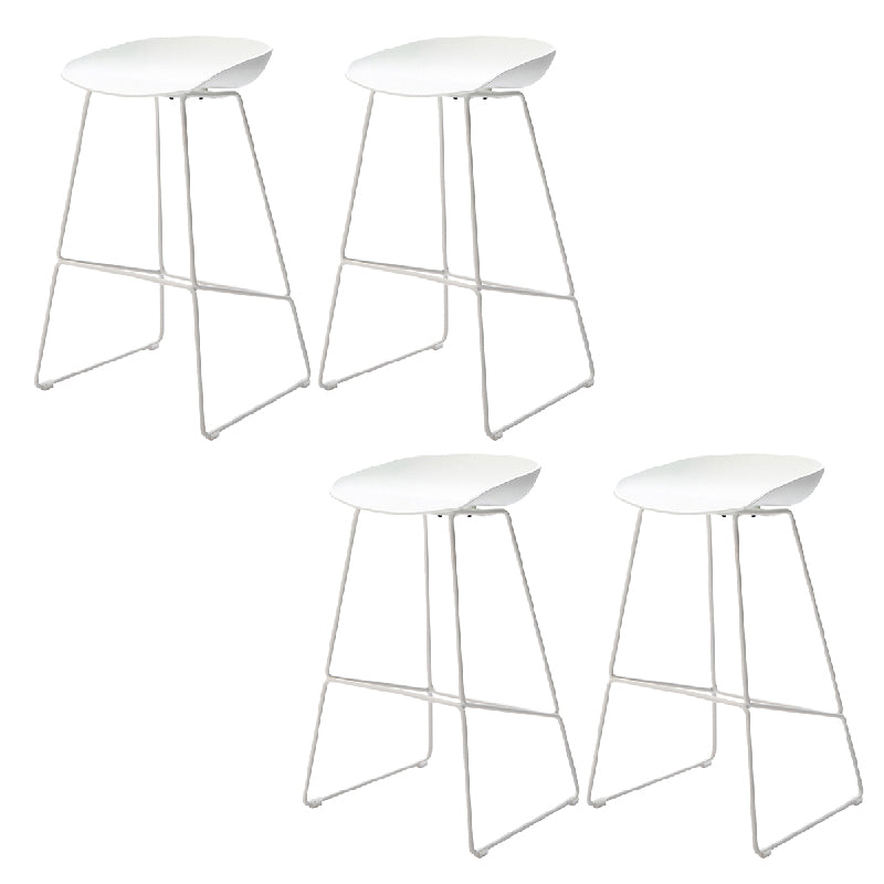 Glam Low Back Armless Bar Stool Indoor Plastic Stool with Metal Base