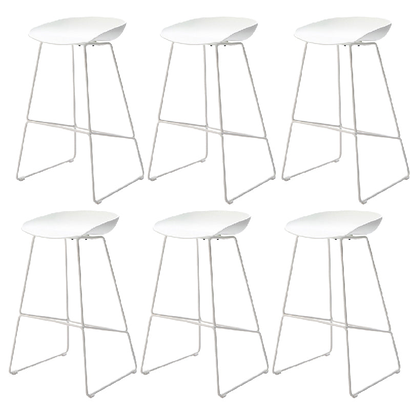 Glam Low Back Armless Bar Stool Indoor Plastic Stool with Metal Base