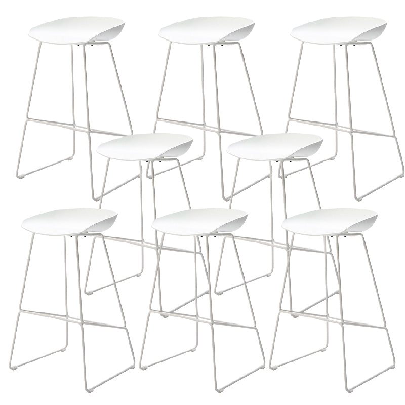 Glam Low Back Armless Bar Stool Indoor Plastic Stool with Metal Base