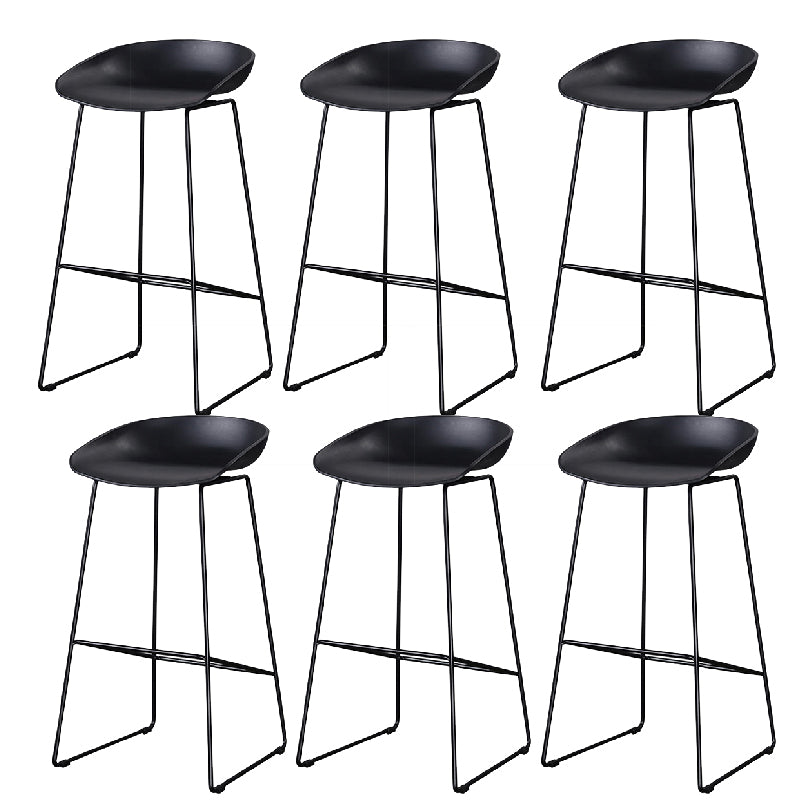 Glam Low Back Armless Bar Stool Indoor Plastic Stool with Metal Base