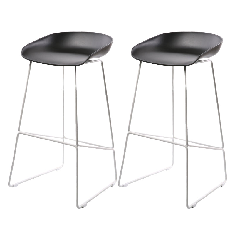 Glam Low Back Armless Bar Stool Indoor Plastic Stool with Metal Base