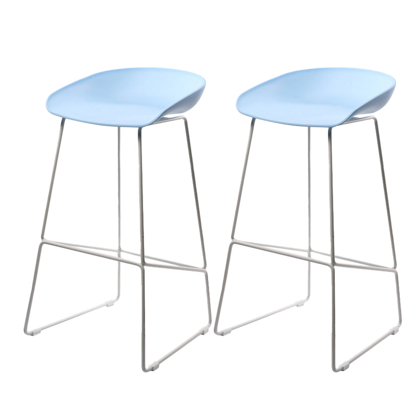 Glam Low Back Armless Bar Stool Indoor Plastic Stool with Metal Base