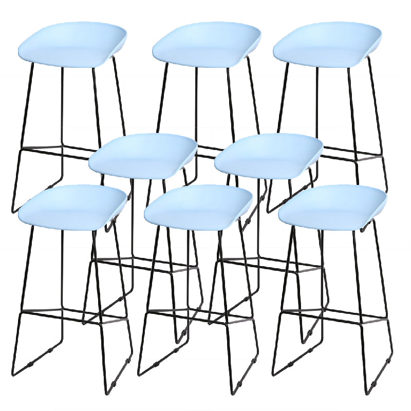 Glam Low Back Armless Bar Stool Indoor Plastic Stool with Metal Base