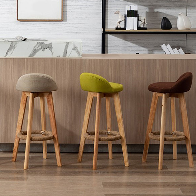 Rubberwood Solid Wood Bar Stool Indoor Upholstered Swivel Bar Stool