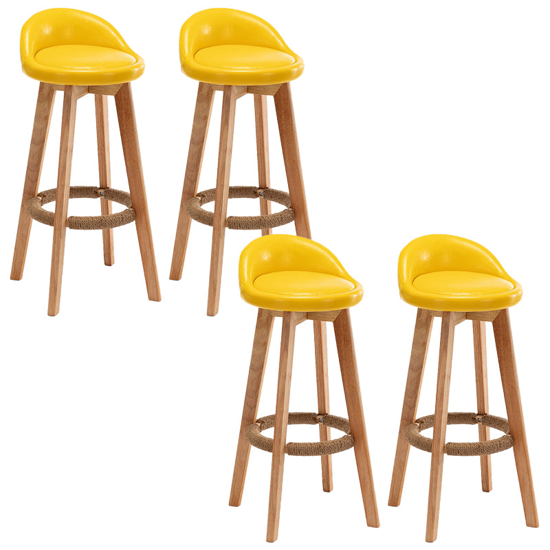 Rubberwood Solid Wood Bar Stool Indoor Upholstered Swivel Bar Stool