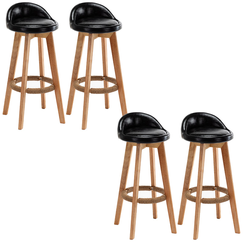 Rubberwood Solid Wood Bar Stool Indoor Upholstered Swivel Bar Stool