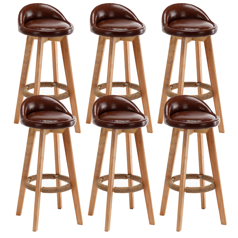 Rubberwood Solid Wood Bar Stool Indoor Upholstered Swivel Bar Stool