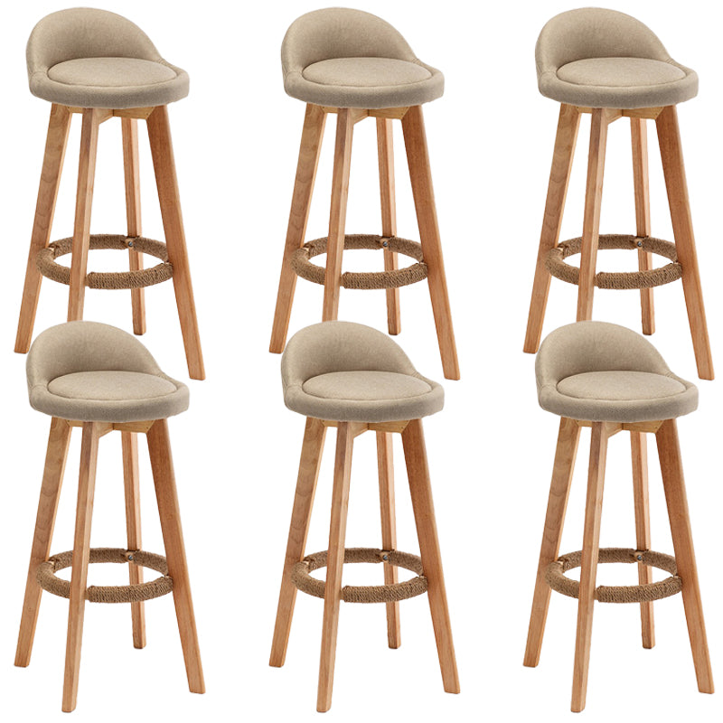 Rubberwood Solid Wood Bar Stool Indoor Upholstered Swivel Bar Stool
