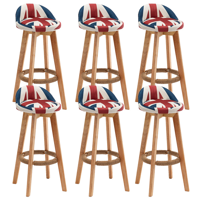 Rubberwood Solid Wood Bar Stool Indoor Upholstered Swivel Bar Stool