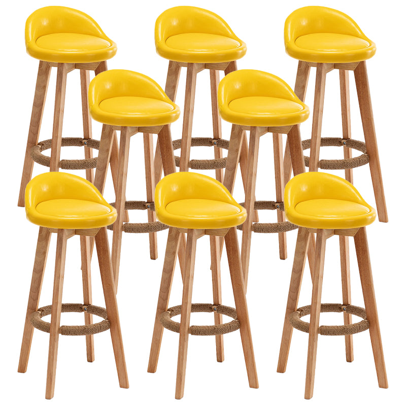 Rubberwood Solid Wood Bar Stool Indoor Upholstered Swivel Bar Stool