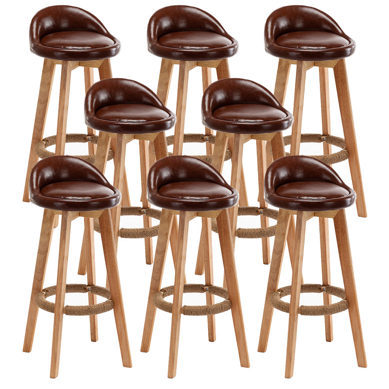 Rubberwood Solid Wood Bar Stool Indoor Upholstered Swivel Bar Stool