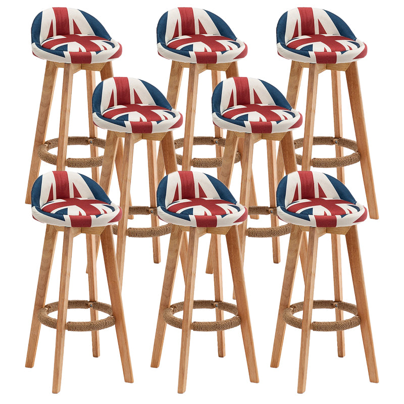 Rubberwood Solid Wood Bar Stool Indoor Upholstered Swivel Bar Stool