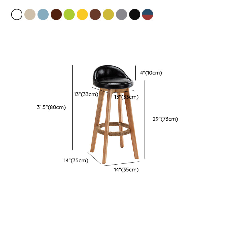 Rubberwood Solid Wood Bar Stool Indoor Upholstered Swivel Bar Stool
