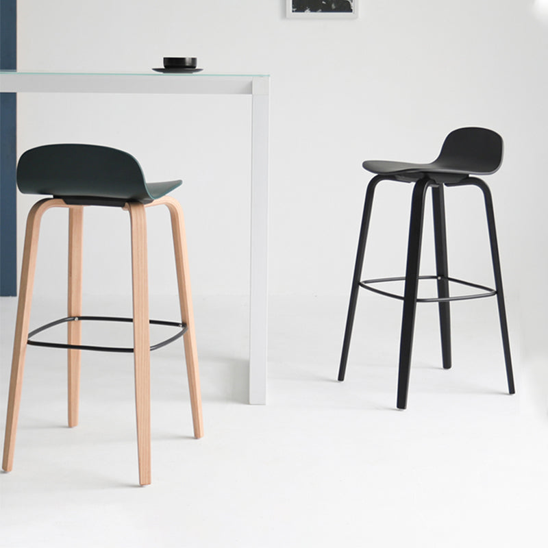 Scandinavian Armless Bar Height Stool Plastic and Solid Wood Bar Stool for Living Room